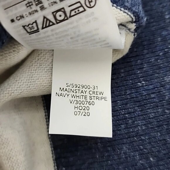 NWT Gap Mainstay Crewneck Long Sleeves Top Speckled Navy Off White Bands Size L - Picture 7 of 10